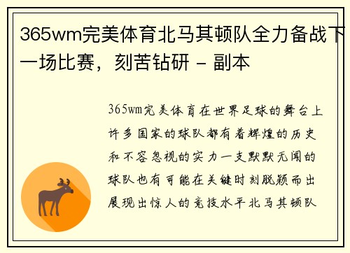 365wm完美体育北马其顿队全力备战下一场比赛，刻苦钻研 - 副本